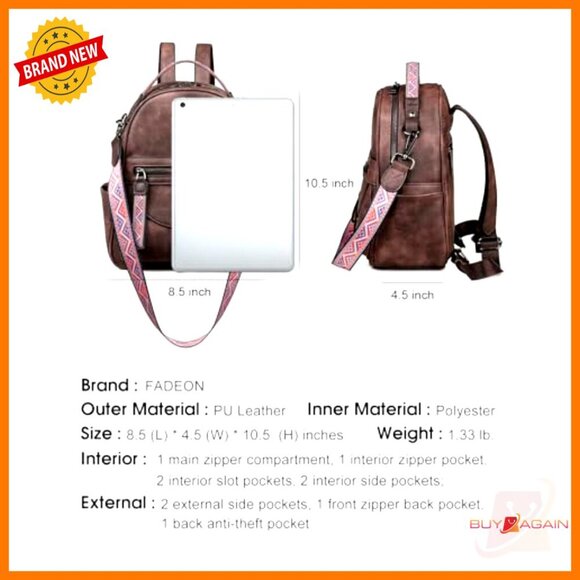 Mini Leather Backpack Purse for Women, Waterproof Small Shoulder Bag with